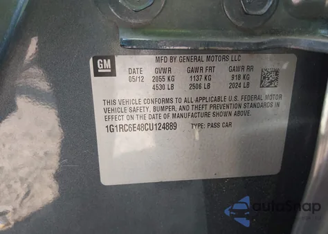 2012 Chevrolet Volt from USA, damaged, VIN 1G1RC6E48CU124889